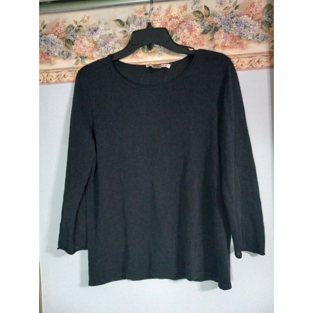 Belford Large Black Linen Vintage Classic Lagenlook Boho Minimalist Casual Top